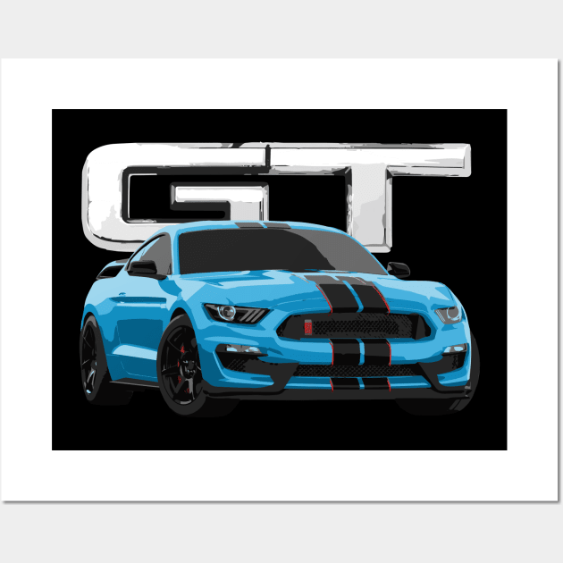 MUSTANG GT GT350R VELOCITY BLUE Wall Art by cowtown_cowboy